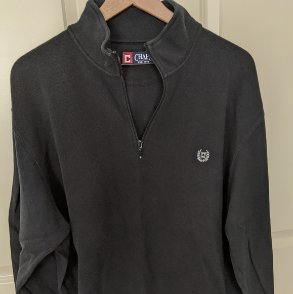 👣Chaps by Ralph Lauren Black Mock 1/4 Zip Pullover Sweater - Picture 1 of 3